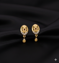Gold Plated Oval Stud Earrings with AD for women and girls