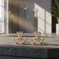 Floral CZ Stud Earrings – Elegant Gold Finish for Everyday Wear