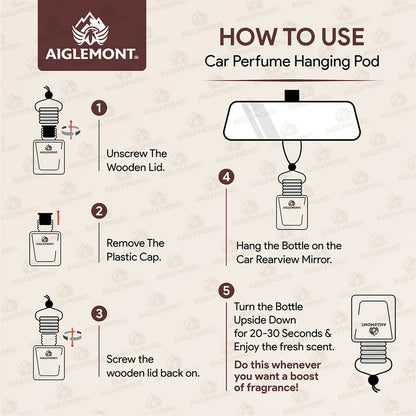 Aiglemont Vanilla Car Perfume Hanging Pod 10ml | Long-Lasting Car Air Freshener | Premium Car Interior Accessory