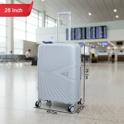 Modern ribbed pattern on the durable travel luggage's hard shell