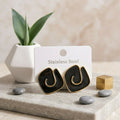 Black Geometric Enamel Stud Earrings – Trendy Daily Wear Accessory