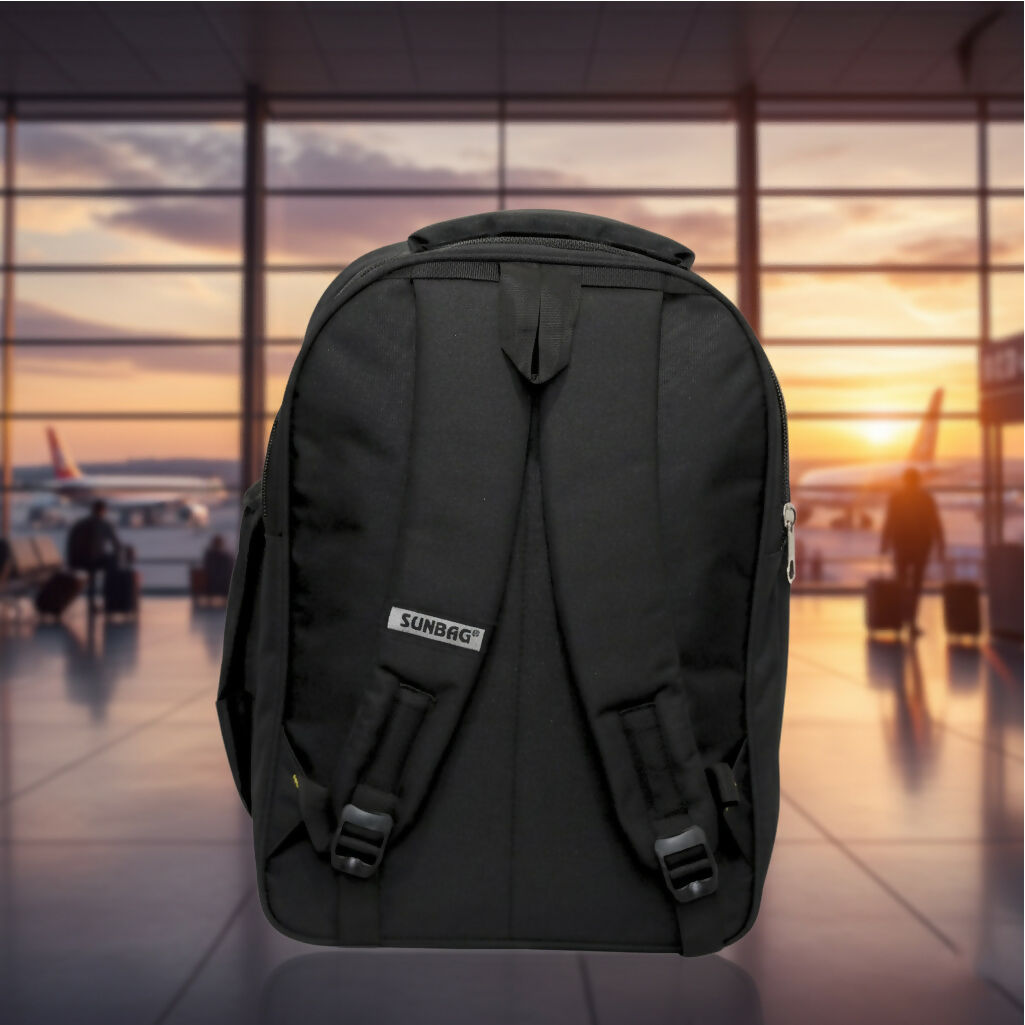 World Traveler Backpack – Lightweight Travel & Laptop Bag with Multi-Compartment Design, Durable Fabric, Black - Multicolor Logo