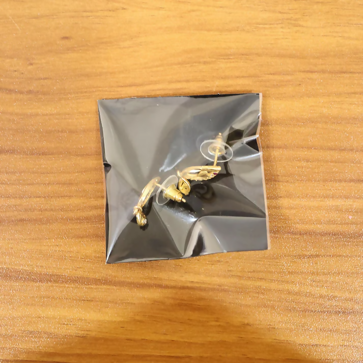 Heart Shaped Gold Finish Earrings With Crystal Border And Delicate Hanging Drop