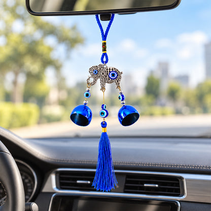 Evil Eye Wind Chime with Bells and Tassels for Home Decor (2 Pc Set)