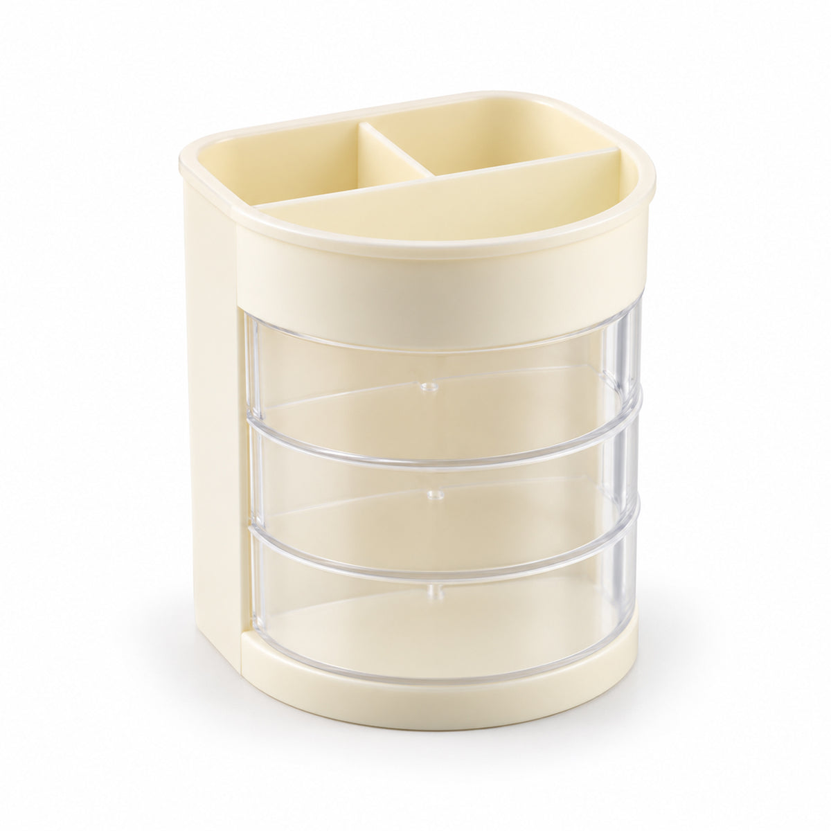 Plastic Pen Holder with 6 Compartments and Clear Drawers for Desk Organization