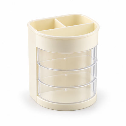Plastic Pen Holder with 6 Compartments and Clear Drawers for Desk Organization