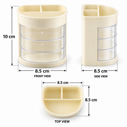 Plastic Pen Holder with 6 Compartments and Clear Drawers for Desk Organization