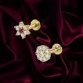 Flower Cluster Nosepin Stud – Gold Plated Ruby Diamond Combo