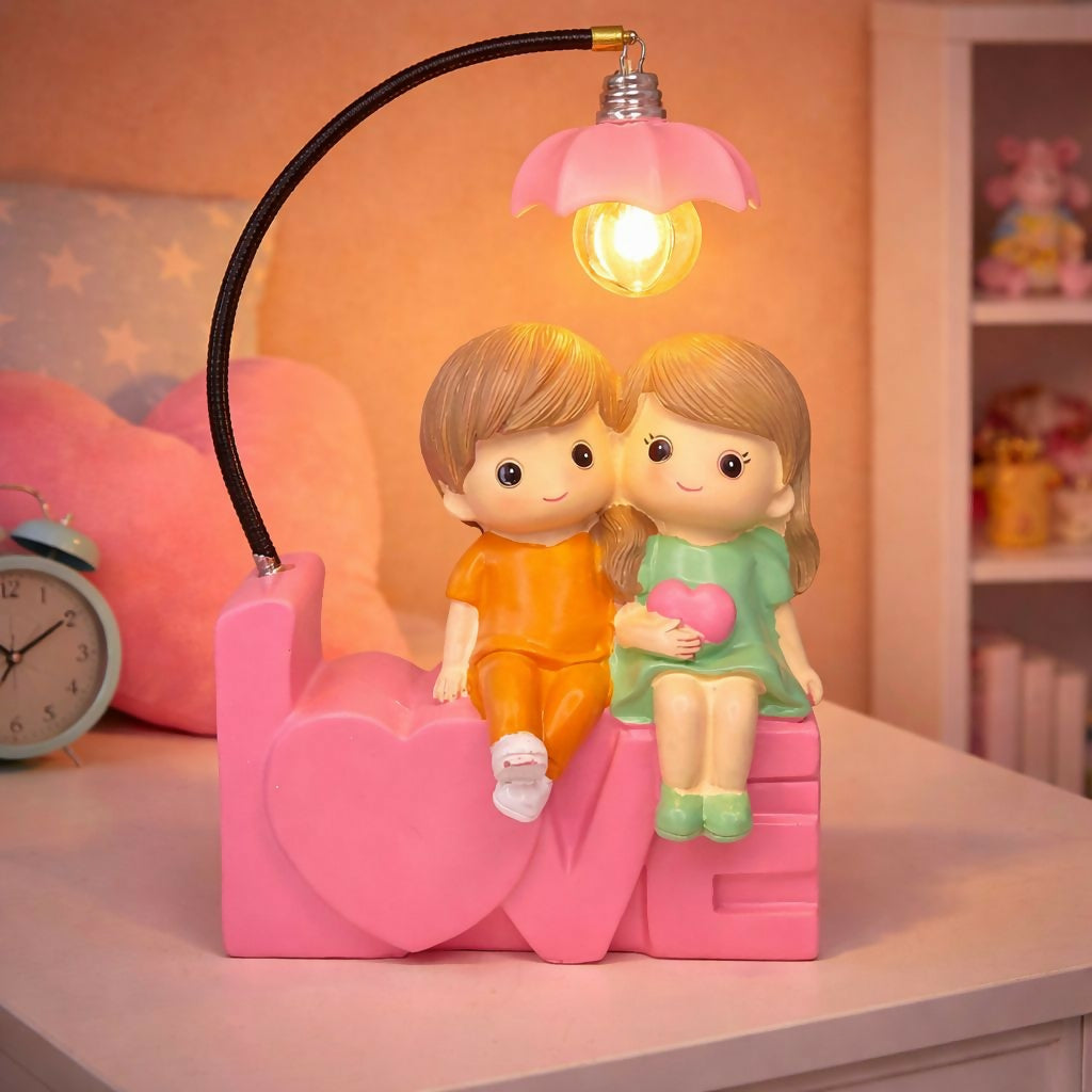 Pink Cute Couple Love Lamp Decorative Night Light Showpiece