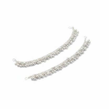 Classic Oxidised Silver Ghungroo Kaan Chain