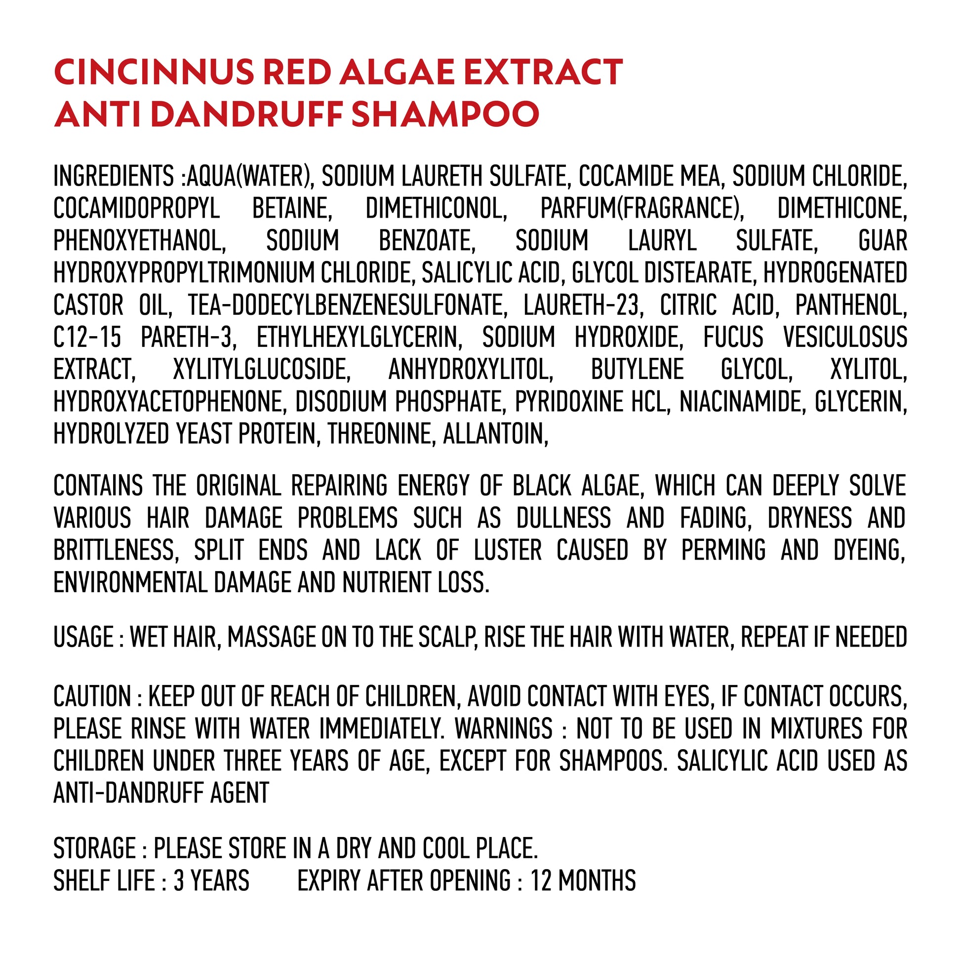 Black algae extract ingredients for hair care in shampoo