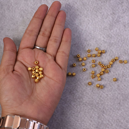 Gold-Plated Hexagon Spacer Beads for Jewelry Making – Diamond Cut Design (Pack of 50)