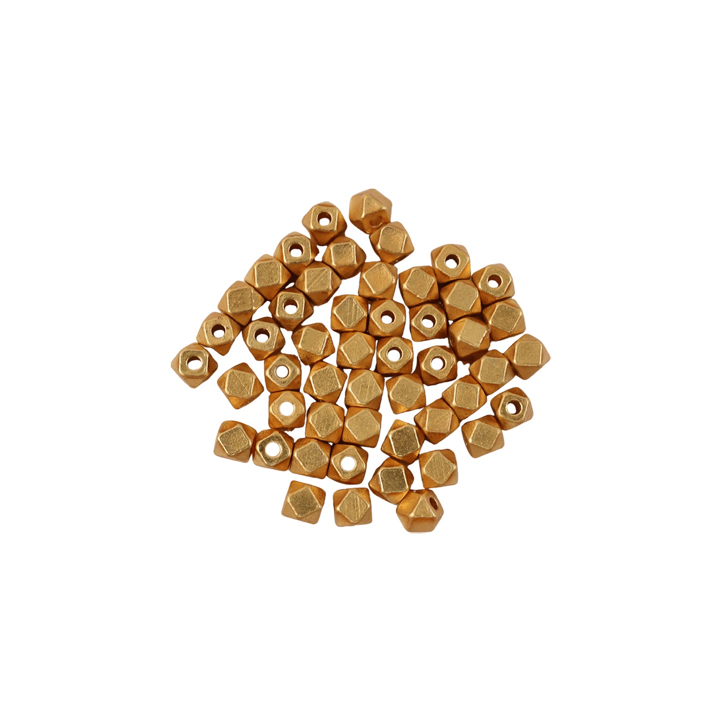 Gold-Plated Hexagon Spacer Beads for Jewelry Making – Diamond Cut Design (Pack of 50)