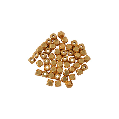 Gold-Plated Hexagon Spacer Beads for Jewelry Making – Diamond Cut Design (Pack of 50)