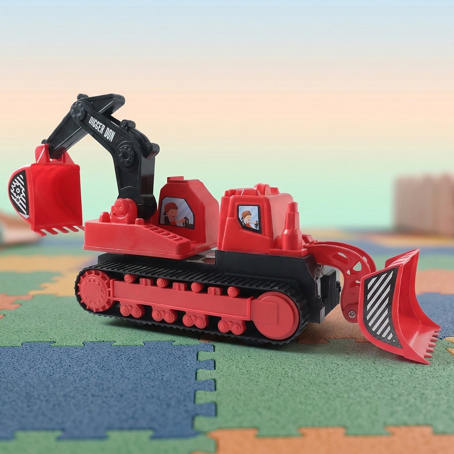 children building vehicle toy