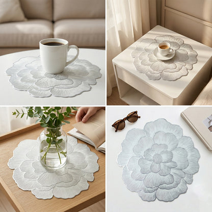Floral placemat on dining table