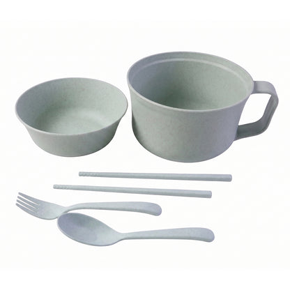 Durable wheat straw chopsticks and spoon in eco-friendly dinnerware set
