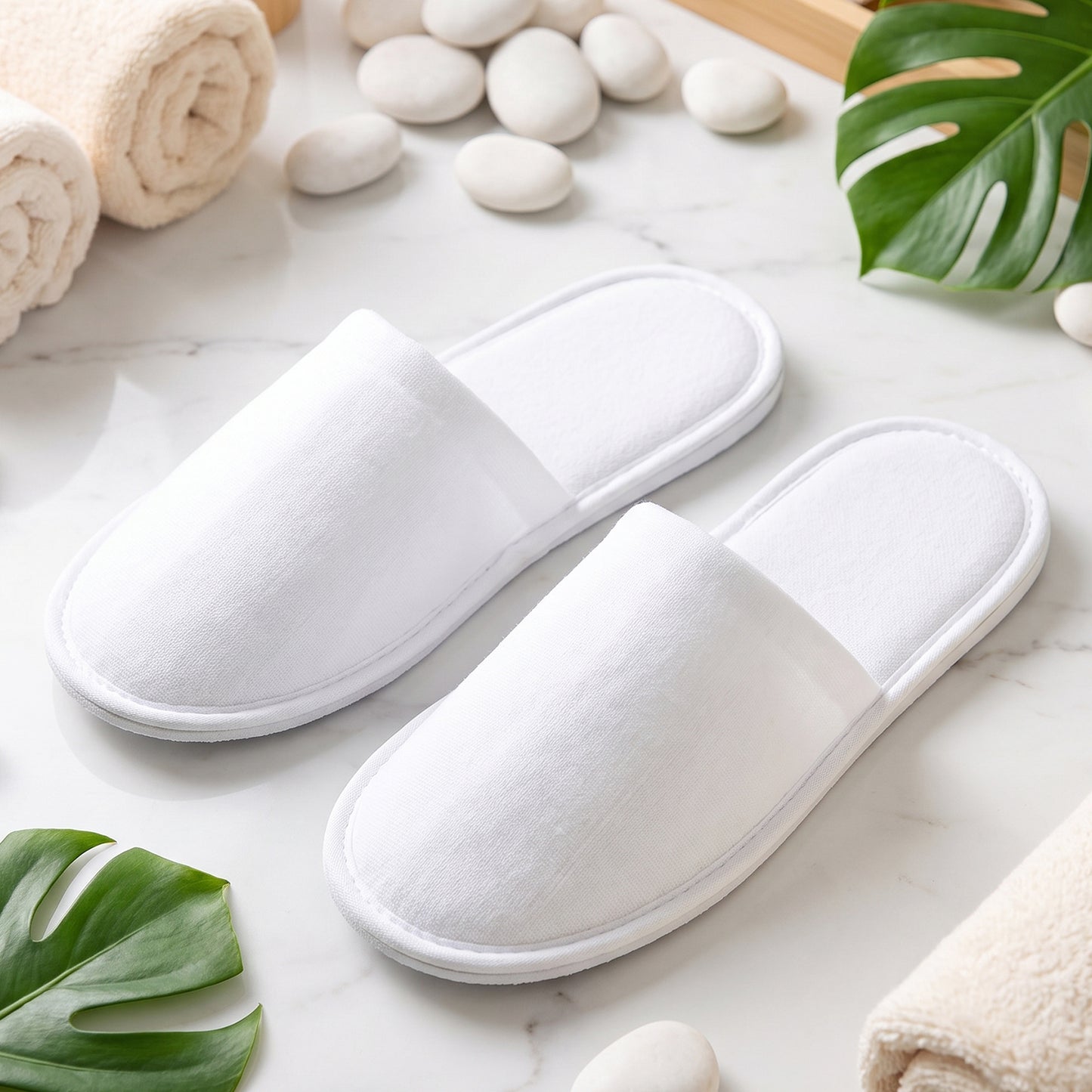 Soft Closed Toe Slippers for Hotel Spa Guest and Home White 28 x 11 cm (1 Pair)