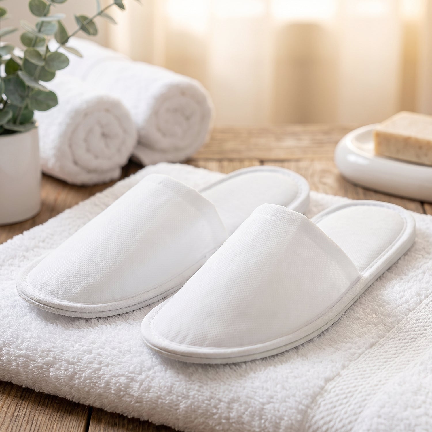 Soft Closed Toe Slippers for Hotel Spa Guest and Home White 28 x 11 cm (1 Pair)
