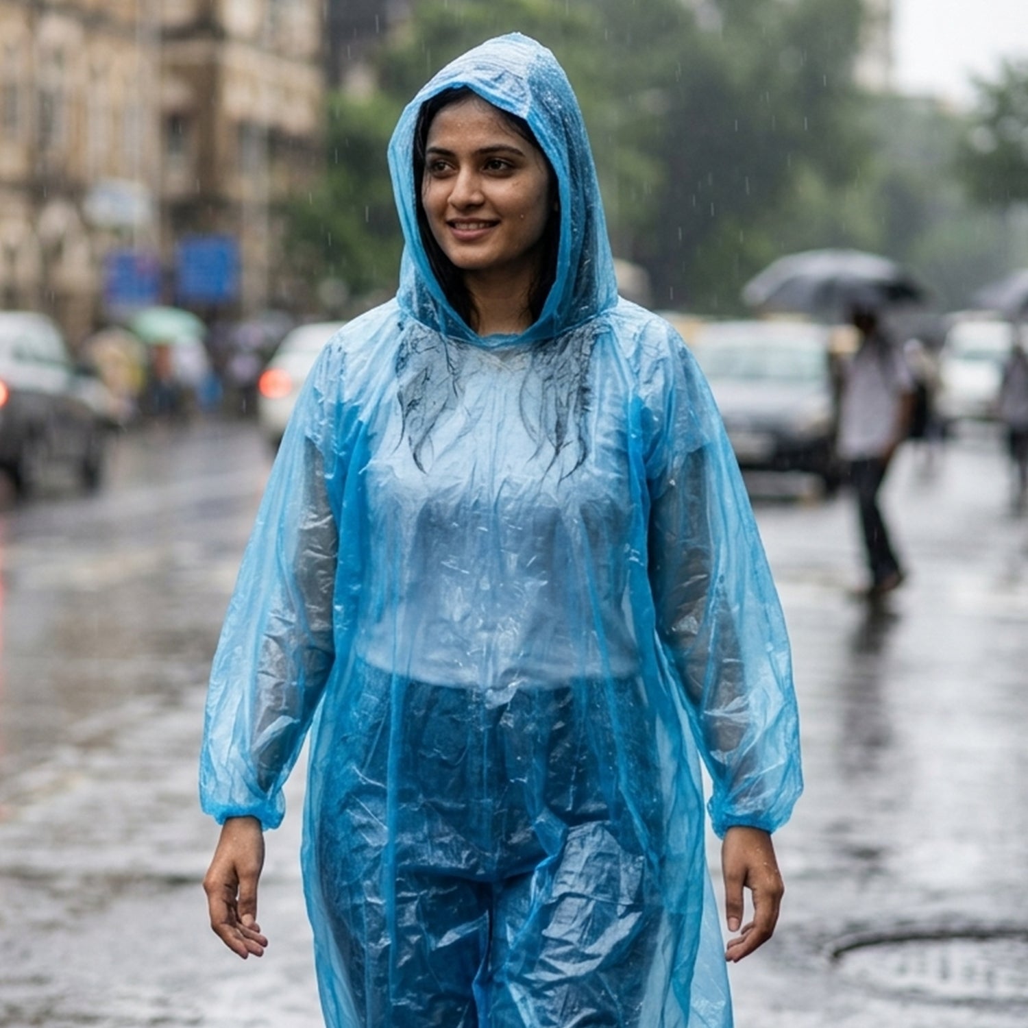 Disposable Rain Coat with Hood Waterproof Plastic Poncho Unisex (1 Pc)