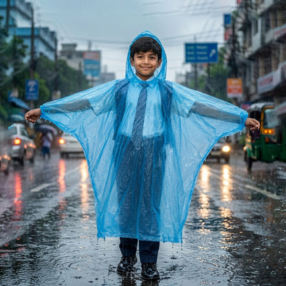Disposable Rain Coat Hooded Full Sleeve Poncho for Bike Riders (1 Pc)