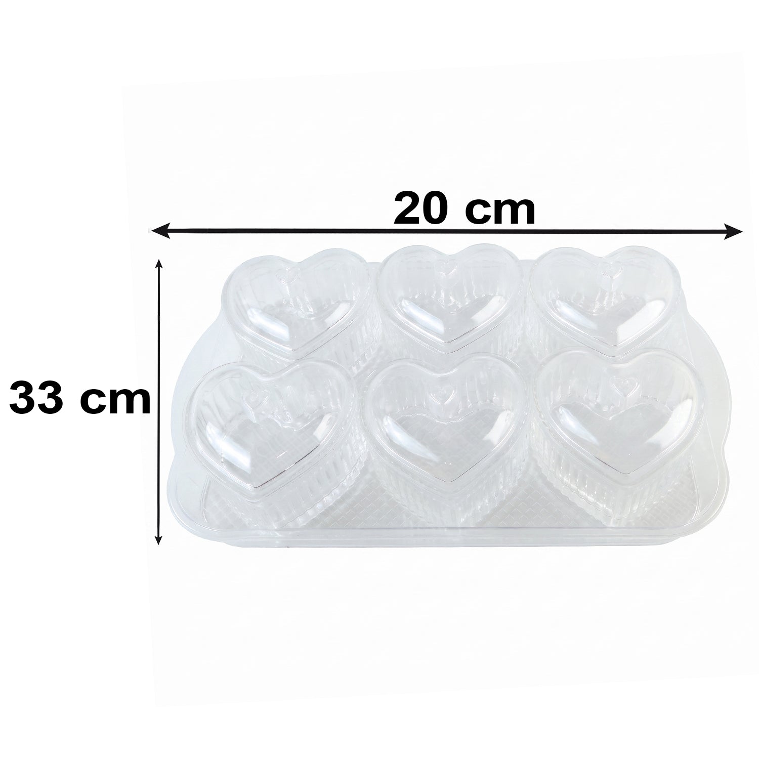 Heart Shape Dessert Bowl Set 6 Pc with Tray and Lids Serving Bowls (6 Pc Set)