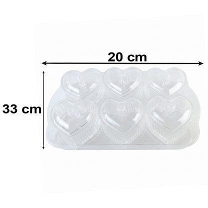 Heart Shape Dessert Bowl Set 6 Pc with Tray and Lids Serving Bowls (6 Pc Set)