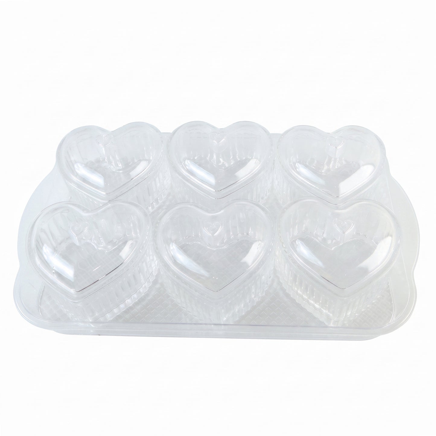 Heart Shape Dessert Bowl Set 6 Pc with Tray and Lids Serving Bowls (6 Pc Set)