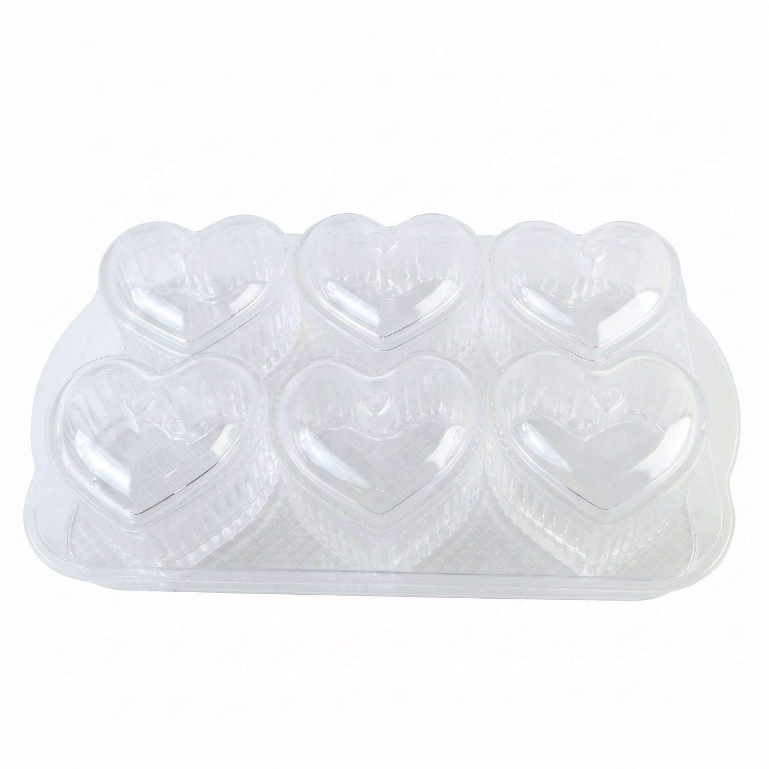 Heart Shape Dessert Bowl Set 6 Pc with Tray and Lids Serving Bowls (6 Pc Set)