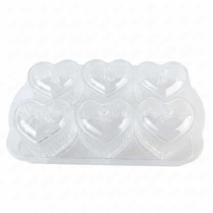 Heart Shape Dessert Bowl Set 6 Pc with Tray and Lids Serving Bowls (6 Pc Set)