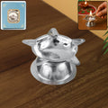 Stainless Steel Lotus Design Diya – Durable Traditional Puja Lamp
