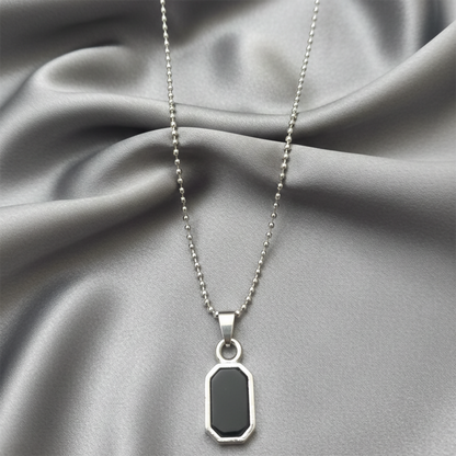 Octagon Shape Black Inlay Pendant Necklace for Men
