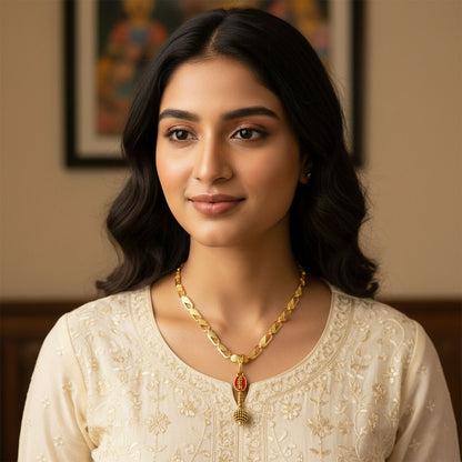 Shree Ram Gada Pendant Gold Chain Necklace