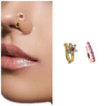 Clip-On Nose Pin Set – Ruby & CZ Non-Piercing Elegance