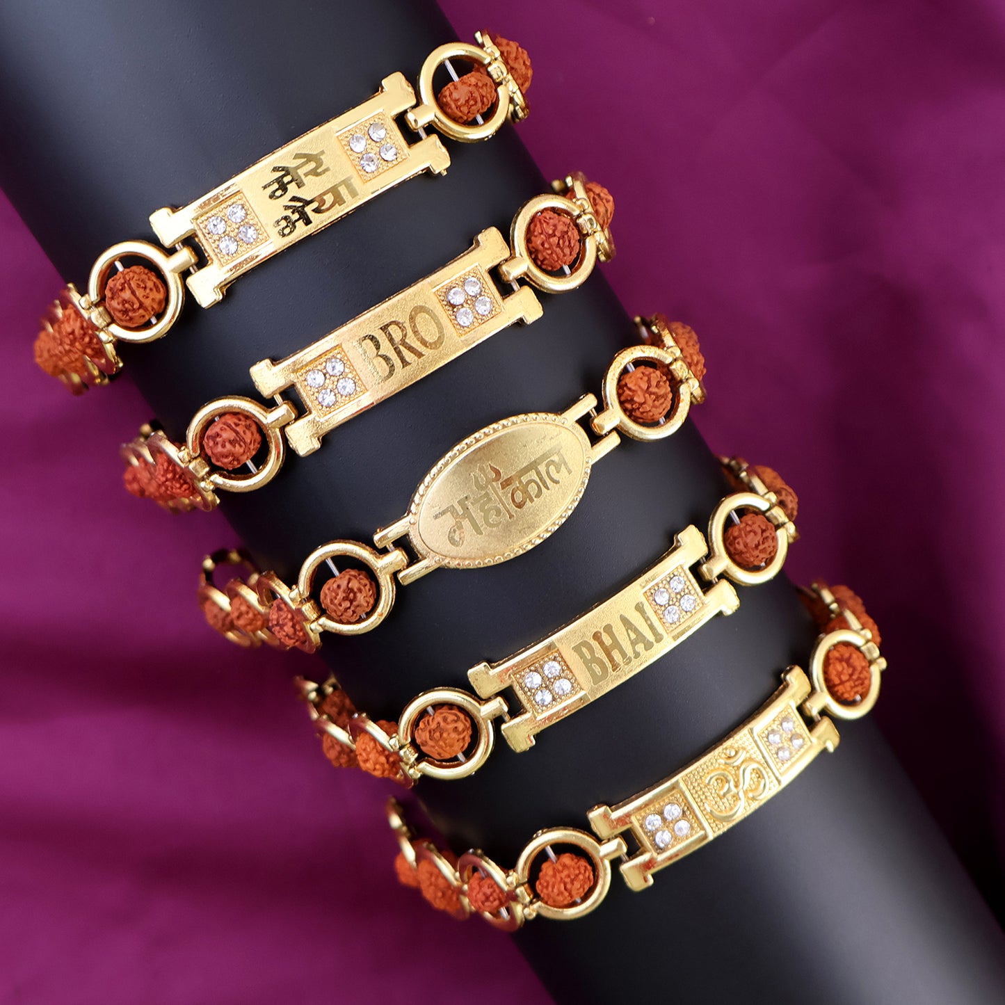 Premium Gold Plated Metal Bracelet for Brother – Mixed Assorted Designs Stylish for Men & Boys – Single Piece