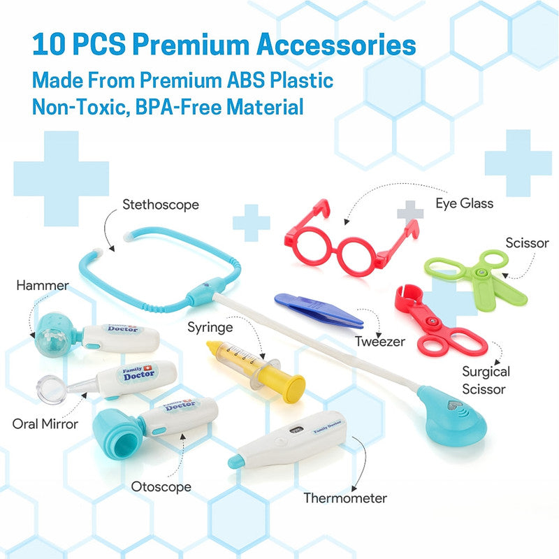 Aditi Kids Doctor Kit Suitcase with Wheels | Portable Medical Pretend Play Set