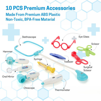 Aditi Kids Doctor Kit Suitcase with Wheels | Portable Medical Pretend Play Set