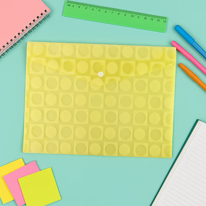 Mix Design A4 Plastic Document Folder – Patterned Button Closure File for Office & School Use (1 Pc)