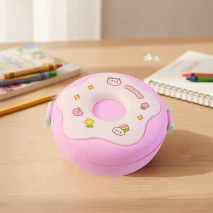 Donut Shaped Double Insulated 3 Compartment Lunch Box (1 Pc / Mix Color)
