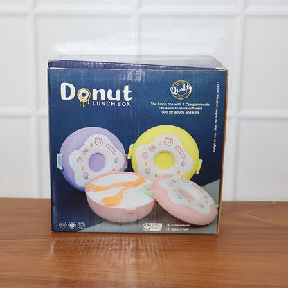 Donut Shaped Double Insulated 3 Compartment Lunch Box (1 Pc / Mix Color)