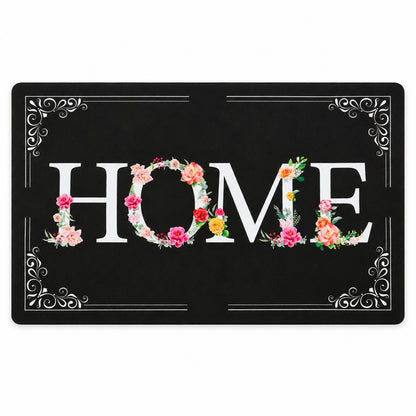 Decorative Door Mat, Floral HOME Print Non-Slip Entrance Mat (1 Pc, 75.5x44 Cm)