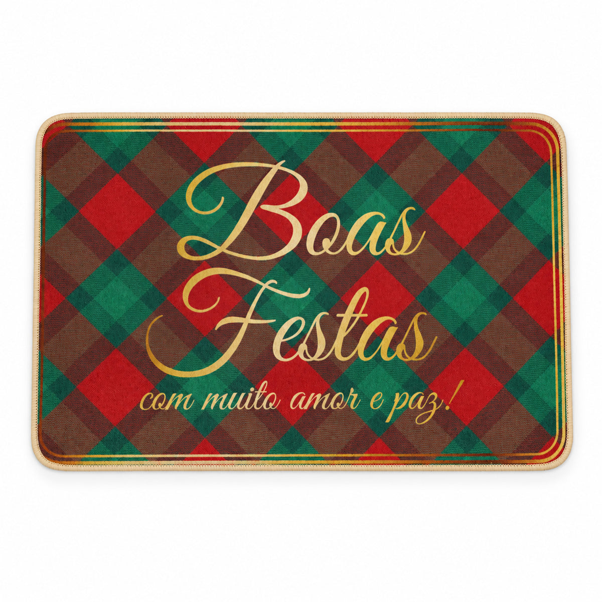 Decorative Festive Check Print Floor Mat for Indoor Doorways (1 Pc, 56.7x38 Cm)