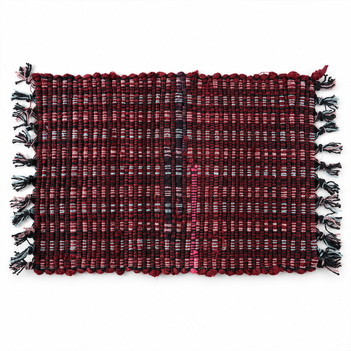 Soft Woven Decorative Floor Mat with Tassel Edges for Home (1 Pc, 59x37 Cm)