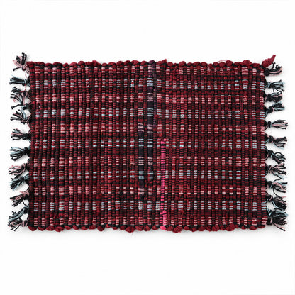 Soft Woven Decorative Floor Mat with Tassel Edges for Home (1 Pc, 59x37 Cm)