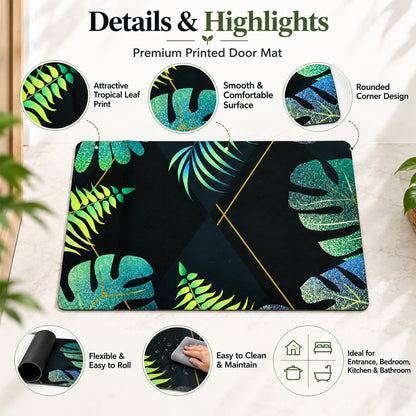 Decorative Tropical Leaf Print Floor Mat for Indoor Doorways (1 Pc, 59.5x40 Cm)