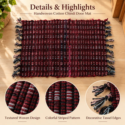 Soft Woven Decorative Floor Mat with Tassel Edges for Home (1 Pc, 59x37 Cm)