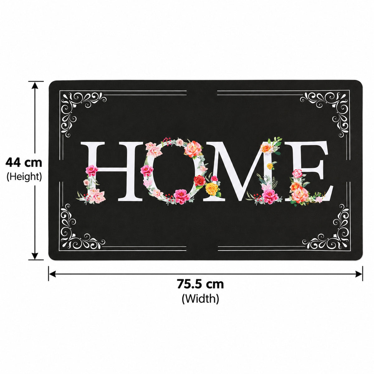 Decorative Door Mat, Floral HOME Print Non-Slip Entrance Mat (1 Pc, 75.5x44 Cm)