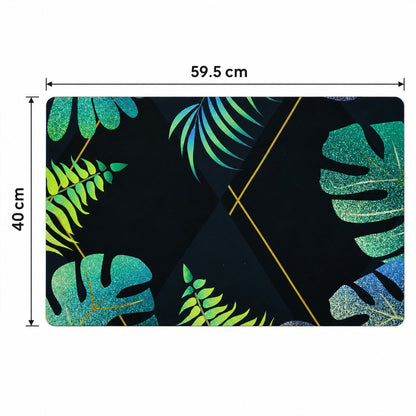 Decorative Tropical Leaf Print Floor Mat for Indoor Doorways (1 Pc, 59.5x40 Cm)