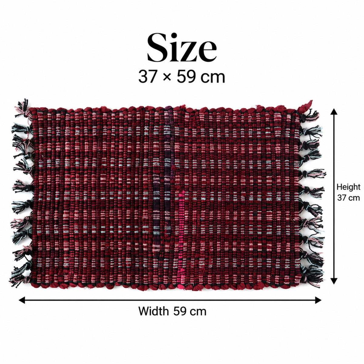 Soft Woven Decorative Floor Mat with Tassel Edges for Home (1 Pc, 59x37 Cm)