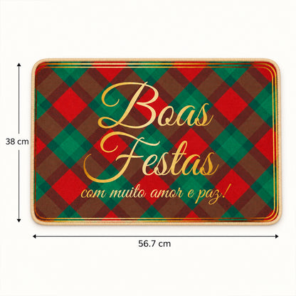 Decorative Festive Check Print Floor Mat for Indoor Doorways (1 Pc, 56.7x38 Cm)